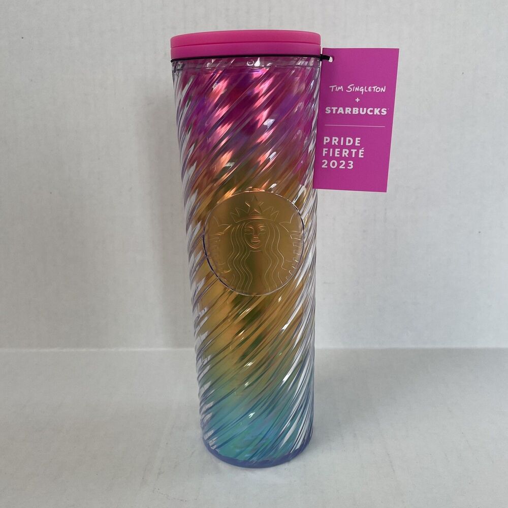 Starbucks Tim Singleton 2023 Pride Collection Rainbow Swirl Cup 16 fl oz Tumbler